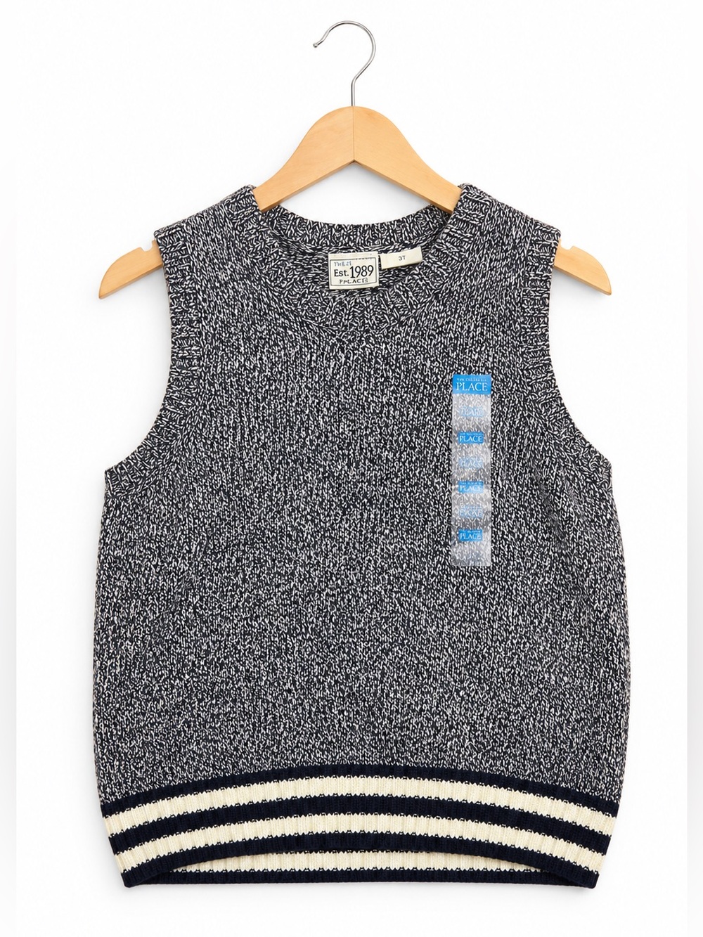 The Children's Place Boys Vest Size 4 XS Navy Blue Variegated Sweater
